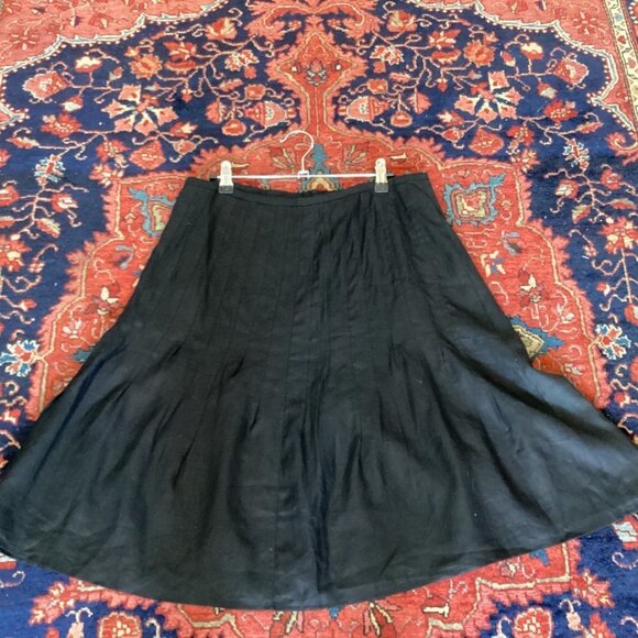 NWT Ann Taylor LOFT Pleated 100% Linen Black Skirt Size 10 - Picture 9 of 10